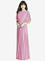 Front View Thumbnail - Powder Pink Split Sleeve Backless Maxi Dress - Lila