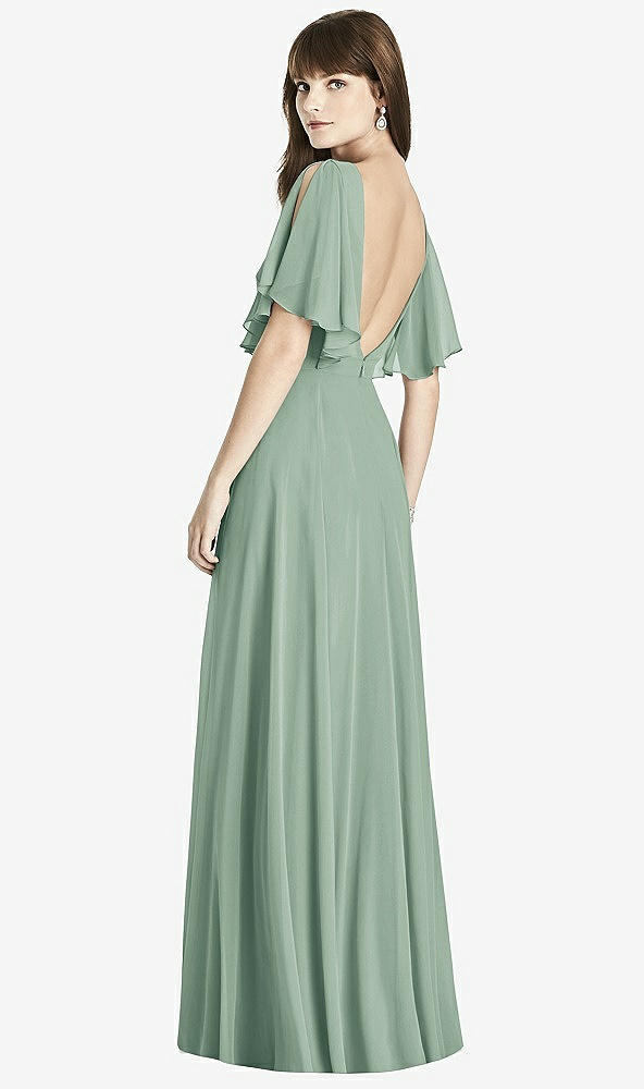 Back View - Seagrass Split Sleeve Backless Maxi Dress - Lila