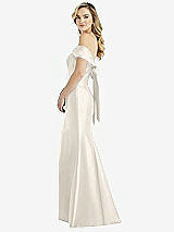 Front View Thumbnail - Ivory Off-the-Shoulder Bow-Back Satin Trumpet Gown