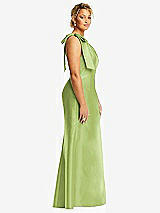 Alt View 5 Thumbnail - Mojito Bow One-Shoulder Satin Trumpet Gown