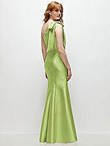 Side View Thumbnail - Mojito Bow One-Shoulder Satin Trumpet Gown
