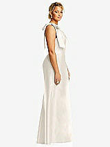 Alt View 5 Thumbnail - Ivory Bow One-Shoulder Satin Trumpet Gown
