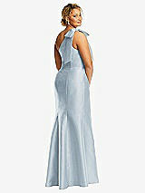 Alt View 6 Thumbnail - Mist Bow One-Shoulder Satin Trumpet Gown