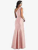 Alt View 2 Thumbnail - Rose Bow One-Shoulder Satin Trumpet Gown