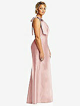 Alt View 5 Thumbnail - Rose Bow One-Shoulder Satin Trumpet Gown