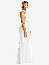 Alt View 5 Thumbnail - White Bow One-Shoulder Satin Trumpet Gown