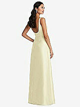 Rear View Thumbnail - Butter Yellow Pleated Bodice Open-Back Maxi Dress with Pockets