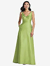 Front View Thumbnail - Mojito Pleated Bodice Open-Back Maxi Dress with Pockets