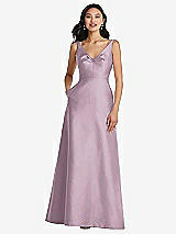 Front View Thumbnail - Suede Rose Pleated Bodice Open-Back Maxi Dress with Pockets