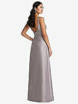 Rear View Thumbnail - Cashmere Gray Pleated Bodice Open-Back Maxi Dress with Pockets