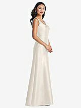Side View Thumbnail - Ivory Pleated Bodice Open-Back Maxi Dress with Pockets