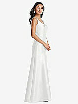 Side View Thumbnail - White Pleated Bodice Open-Back Maxi Dress with Pockets