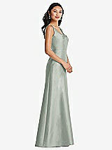 Side View Thumbnail - Willow Green Pleated Bodice Open-Back Maxi Dress with Pockets
