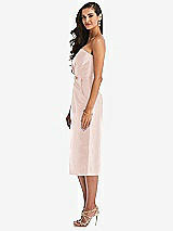 Side View Thumbnail - Blush Strapless Bow-Waist Pleated Satin Pencil Dress with Pockets