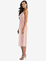 Side View Thumbnail - Rose Strapless Bow-Waist Pleated Satin Pencil Dress with Pockets