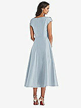 Rear View Thumbnail - Mist Puff Cap Sleeve Full Skirt Satin Midi Dress