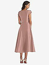 Rear View Thumbnail - Neu Nude Puff Cap Sleeve Full Skirt Satin Midi Dress