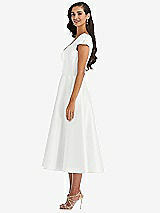Side View Thumbnail - White Puff Cap Sleeve Full Skirt Satin Midi Dress