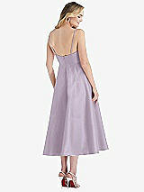 Rear View Thumbnail - Lilac Haze Spaghetti Strap Full Skirt Satin Midi Dress