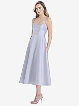 Side View Thumbnail - Silver Dove Spaghetti Strap Full Skirt Satin Midi Dress