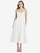 Front View Thumbnail - White Spaghetti Strap Full Skirt Satin Midi Dress