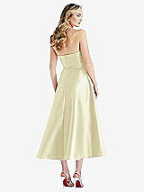 Rear View Thumbnail - Butter Yellow Strapless Bow-Waist Full Skirt Satin Midi Dress