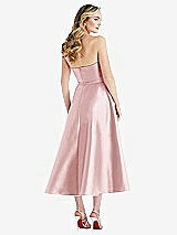 Rear View Thumbnail - Ballet Pink Strapless Bow-Waist Full Skirt Satin Midi Dress