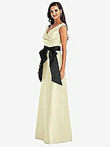 Side View Thumbnail - Butter Yellow & Black Off-the-Shoulder Bow-Waist Maxi Dress with Pockets