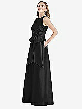 Side View Thumbnail - Black & Black High-Neck Bow-Waist Maxi Dress with Pockets