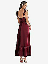 Rear View Thumbnail - Cabernet Ruffled Convertible Sleeve Midi Dress