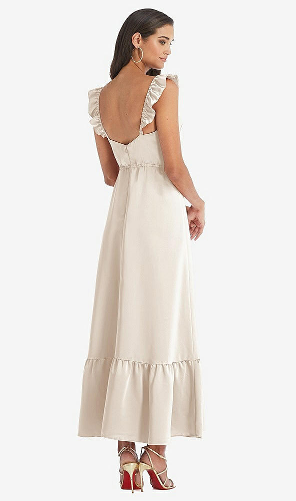 Back View - Oat Ruffled Convertible Sleeve Midi Dress