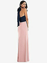 Alt View 3 Thumbnail - Rose & Midnight Navy High-Neck Open-Back Maxi Dress with Scarf Tie