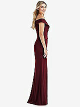Side View Thumbnail - Cabernet Off-the-Shoulder Tuxedo Maxi Dress with Front Slit
