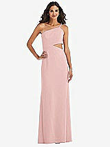 Front View Thumbnail - Rose One-Shoulder Midriff Cutout Maxi Dress