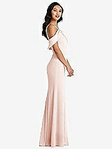 Alt View 2 Thumbnail - Blush One-Shoulder Draped Cuff Maxi Dress with Front Slit