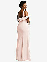 Rear View Thumbnail - Blush One-Shoulder Draped Cuff Maxi Dress with Front Slit