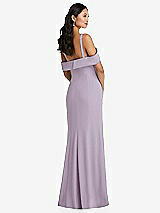 Alt View 3 Thumbnail - Lilac Haze One-Shoulder Draped Cuff Maxi Dress with Front Slit
