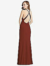 Front View Thumbnail - Auburn Moon High-Neck Halter Dress with Twist Criss Cross Back 