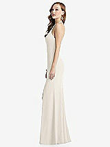 Side View Thumbnail - Ivory High-Neck Halter Dress with Twist Criss Cross Back