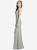 Side View Thumbnail - Willow Green High-Neck Halter Dress with Twist Criss Cross Back