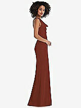 Side View Thumbnail - Auburn Moon One-Shoulder Draped Cowl-Neck Maxi Dress