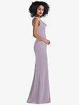 Side View Thumbnail - Lilac Haze One-Shoulder Draped Cowl-Neck Maxi Dress