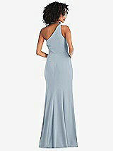 Rear View Thumbnail - Mist One-Shoulder Draped Cowl-Neck Maxi Dress