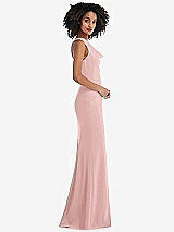 Side View Thumbnail - Rose One-Shoulder Draped Cowl-Neck Maxi Dress