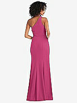 Rear View Thumbnail - Tea Rose One-Shoulder Draped Cowl-Neck Maxi Dress