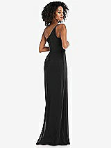 Alt View 3 Thumbnail - Black Skinny One-Shoulder Trumpet Gown with Front Slit