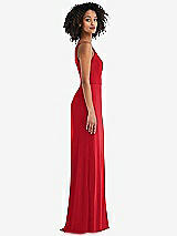 Alt View 2 Thumbnail - Parisian Red Skinny One-Shoulder Trumpet Gown with Front Slit