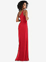 Alt View 3 Thumbnail - Parisian Red Skinny One-Shoulder Trumpet Gown with Front Slit