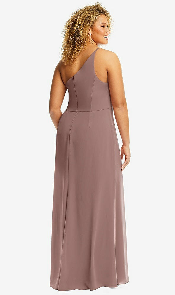 Back View - Sienna Skinny One-Shoulder Trumpet Gown with Front Slit