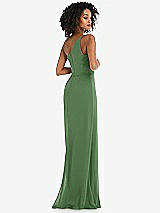 Alt View 3 Thumbnail - Vineyard Green Skinny One-Shoulder Trumpet Gown with Front Slit